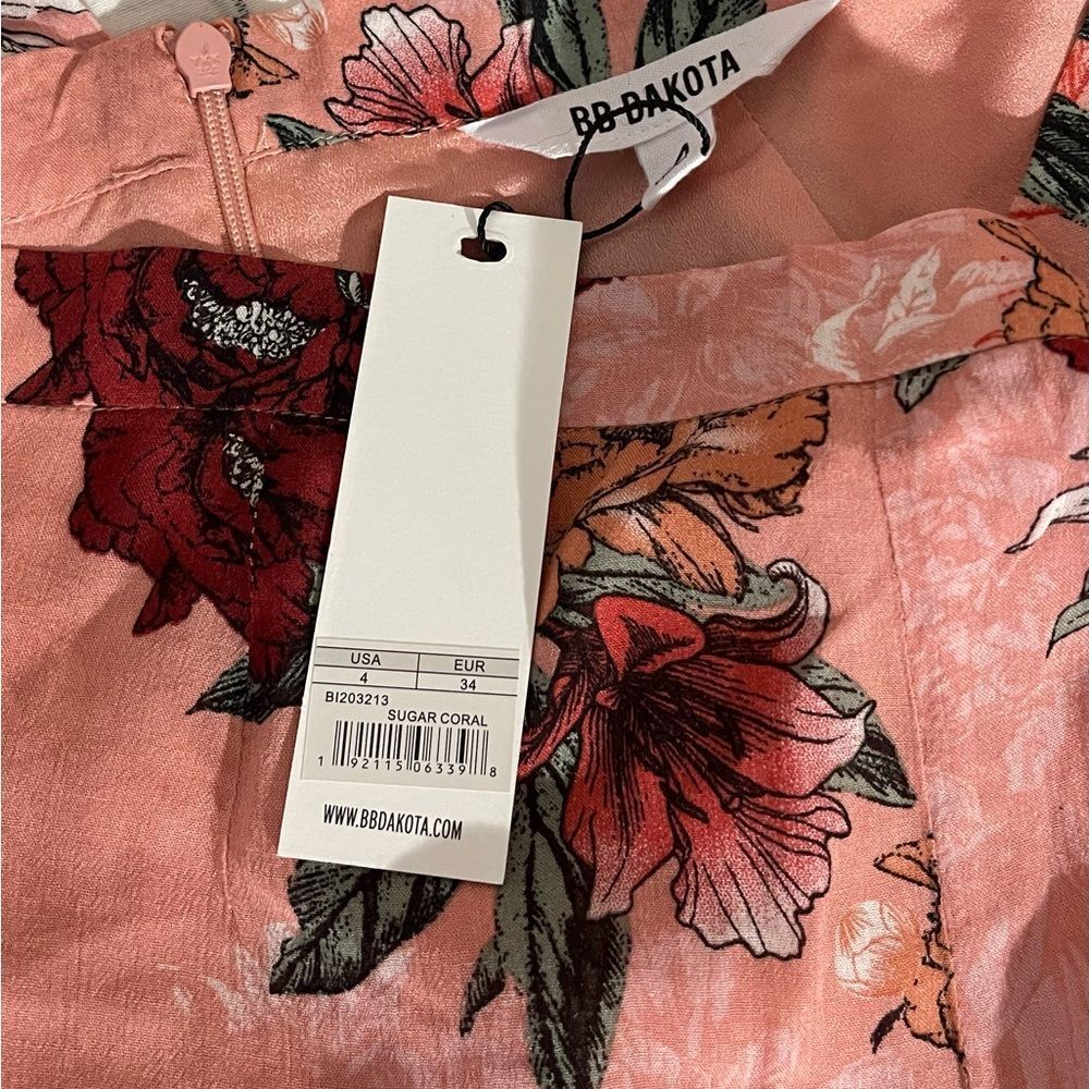 NWT BB Dakota Isabelle Revolve Sugar Coral Floral Cropped Ruffle Flared Pants - Picture 11 of 16